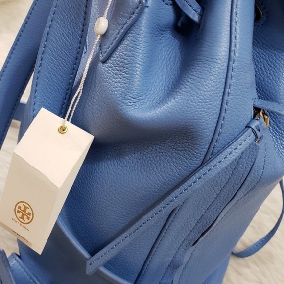 ⛔Tory Burch Brody Backpack Leather Montego Blue - Picture 2 of 7